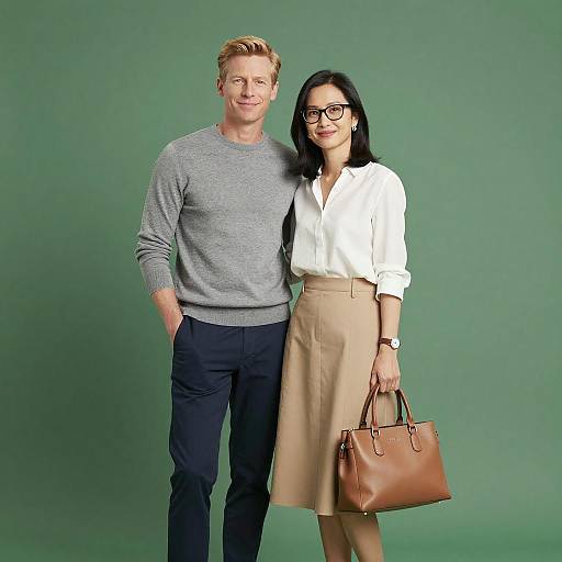 Smiling Couple with Stylish Outfits