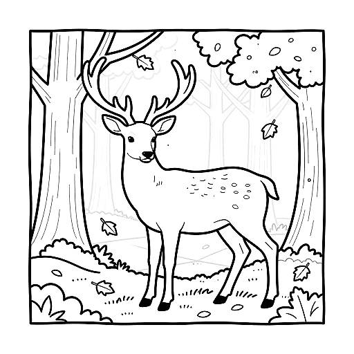 Minimalist Deer in Autumn Woodland