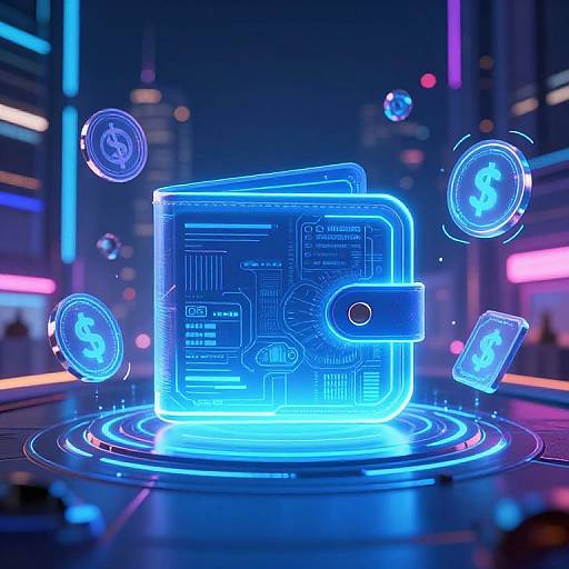 Futuristic Digital Wallet in Cyberpunk City