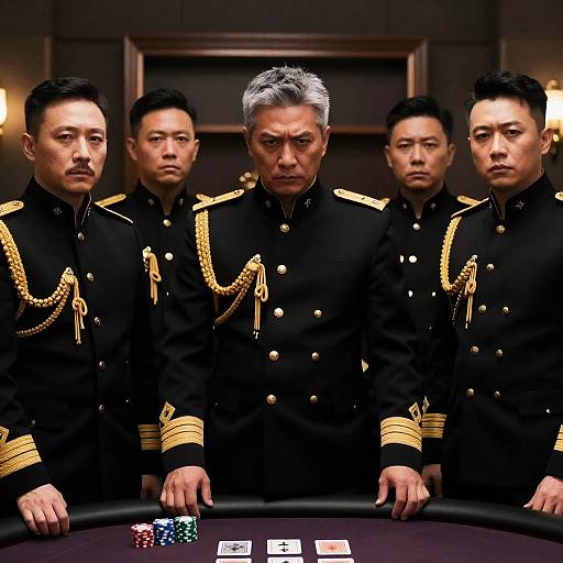 Military Men Engaged in a Strategic Game