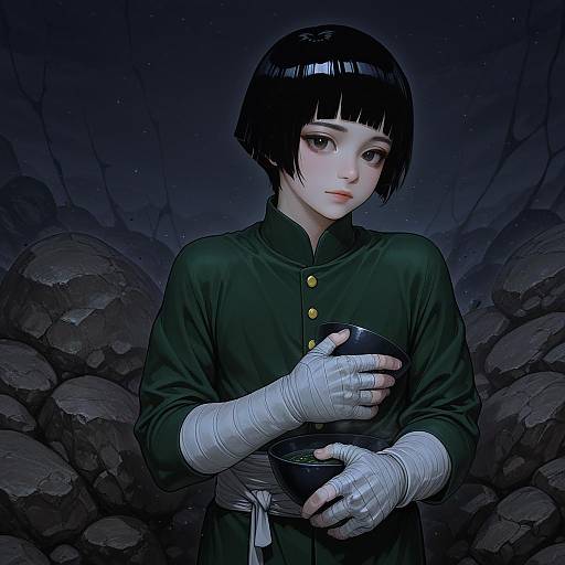 Illustration of Rock lee, naruto (series) in the style of Moudoku (decopon3rd)