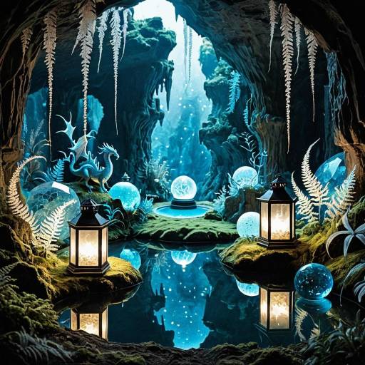 Ethereal Tiny Dragon Spirits in Crystalline Cave