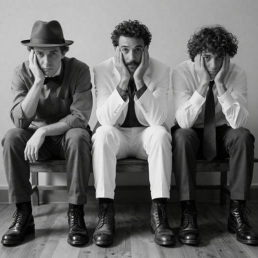 Classic Black-and-White Portrait of Three Men