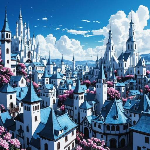 Magical City of Mages in Bright Colors
