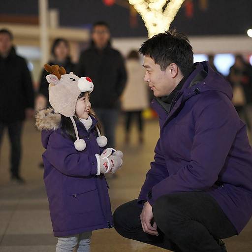 Magical Night: Man and Girl Smiling