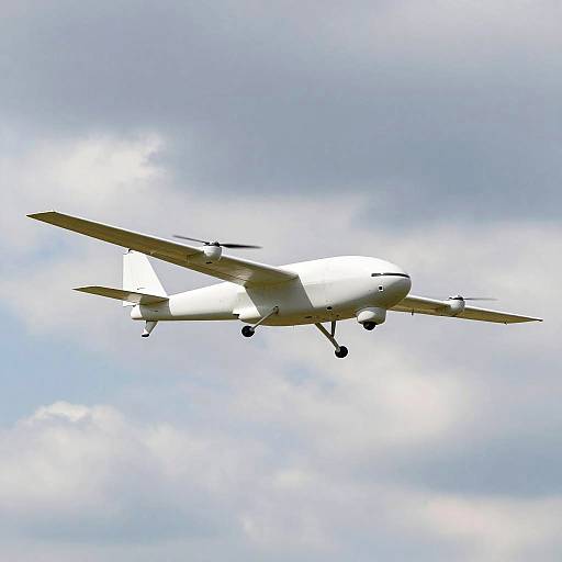 Futuristic Drone Aircraft in Cloudy Sky