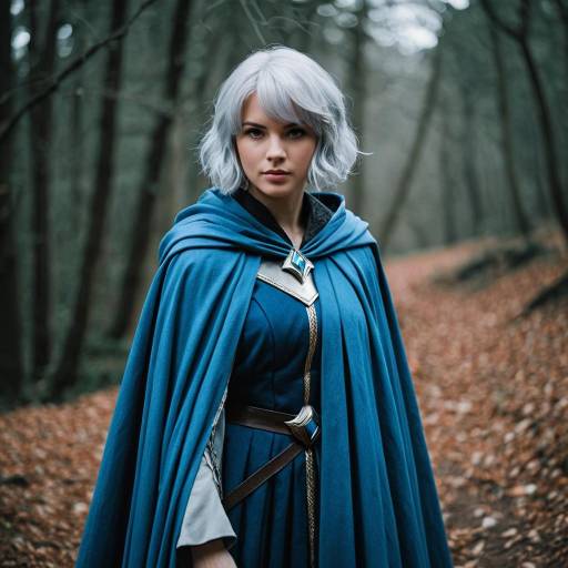 Fantasy Cosplay Woman in Blue Cloak