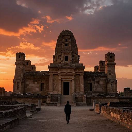 Ancient Ruins at Dramatic Sunset