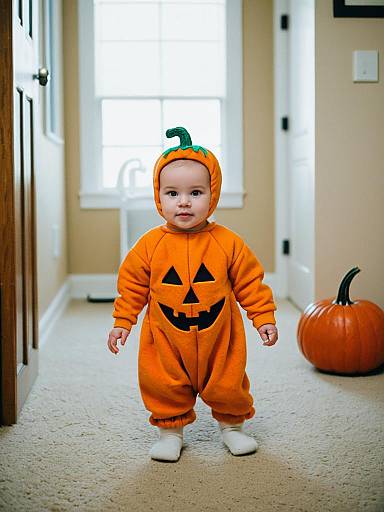 Adorable Preemie Baby in Pumpkin Costume