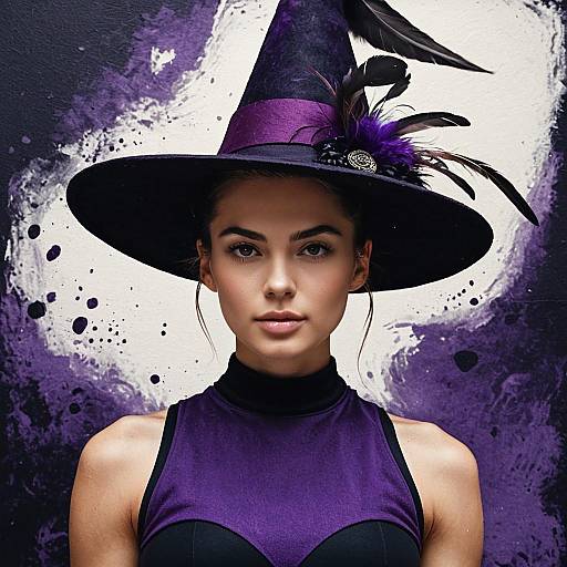 Athletic Woman in Purple Witch Hat