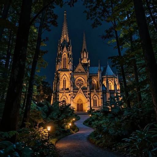 Gothic Monastery in Enchanted Forest