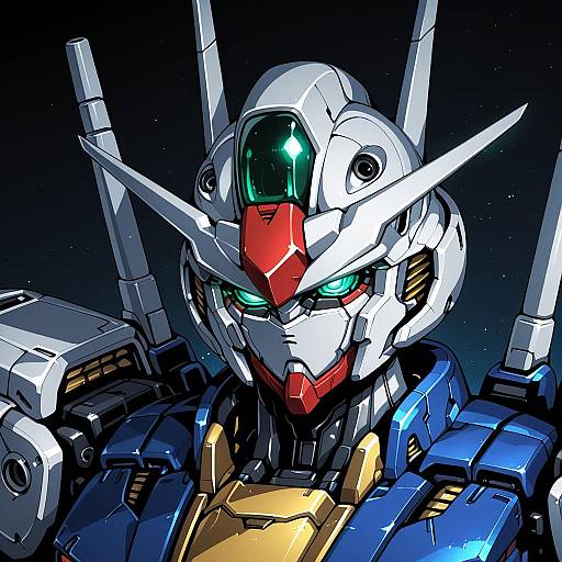 Illustration of Gundam aerial, gundam in the style of Fishine