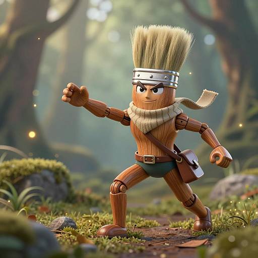 Dynamic Heroic Paintbrush in Mystical Forest