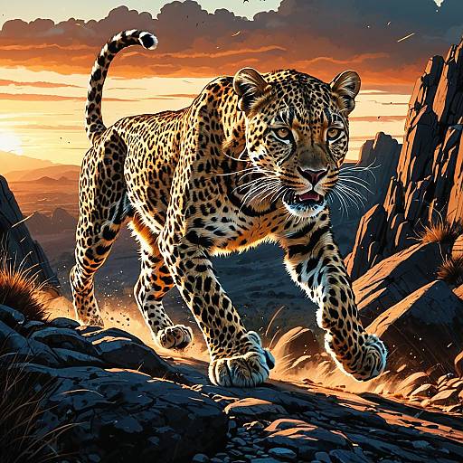 Fearless Leopard in Dynamic Motion