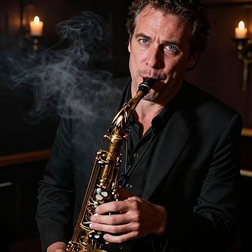 Charismatic Jazz Musician Overhead Portrait