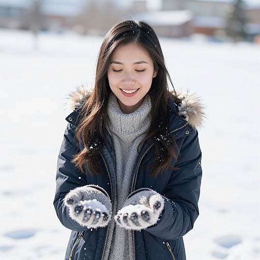 Young Woman Playing in Utah Snow