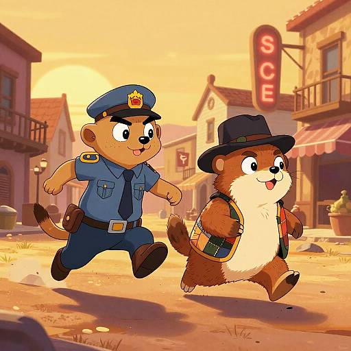 Meerkat Sheriff Chases Prairie Dog