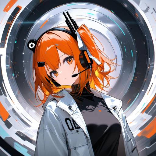 Futuristic Android Girl in Neon Lab