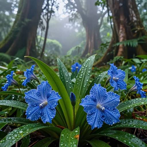 Vibrant Blue Rainforest Flowers