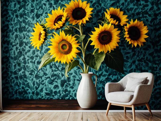 Vibrant Sunflower Wallpaper Design