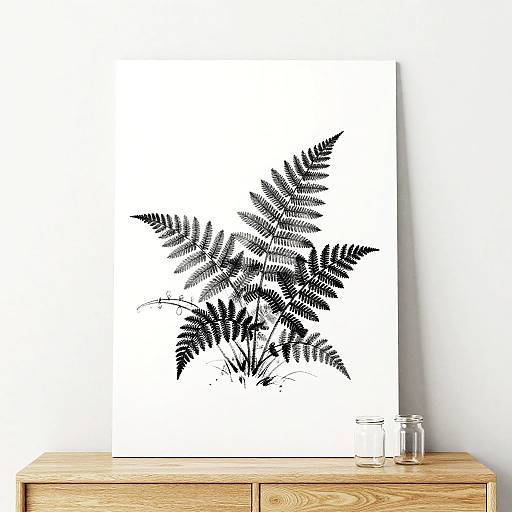 Minimalist Charcoal Ferns with Jars