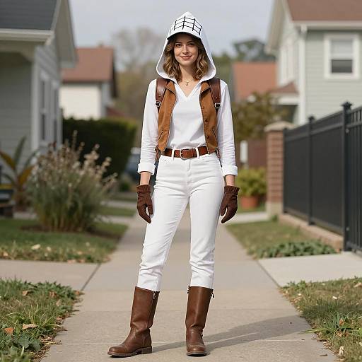 Young Woman in Charlotte's Web Inspired Costume Outdoors