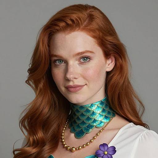 Redhead Woman in Mermaid Mom Costume