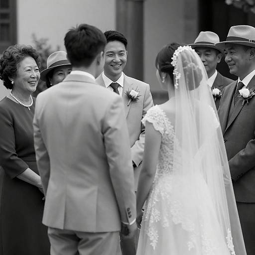 Black and White Wedding Ceremony Portrait