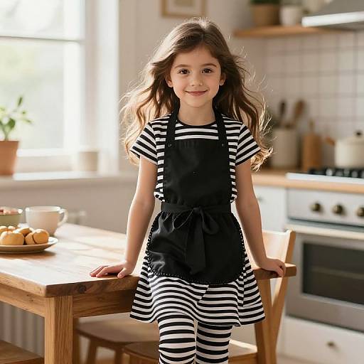 Confident Girl in Sunlit Kitchen