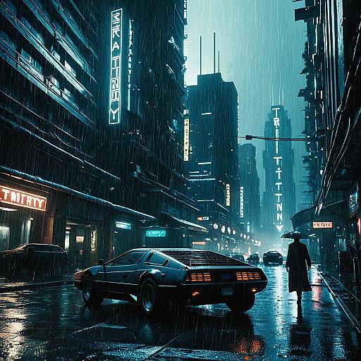 Cinematic Trinity in Futuristic Cityscape