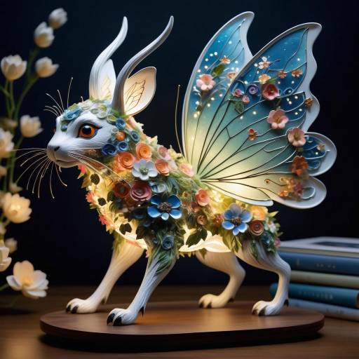 Whimsical Creature Illuminated by Fairy Lights