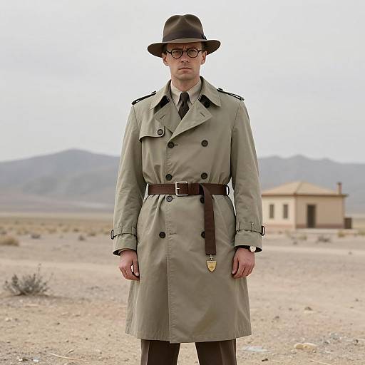 Man in 1920s Detective Outfit in Desert