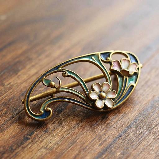 Art Nouveau Floral Brooch Design