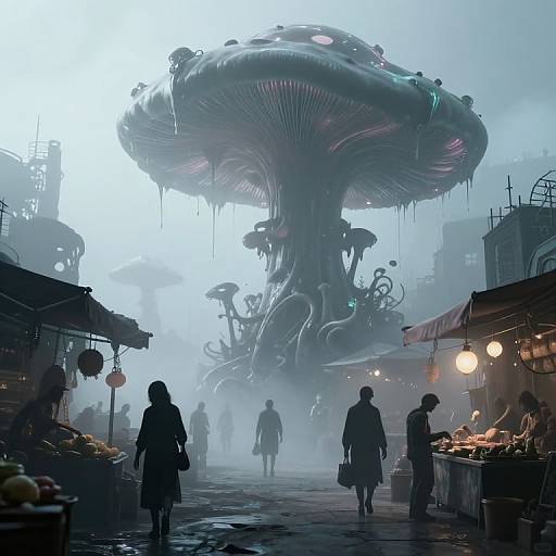 Cyberpunk Surreal Marketplace Render