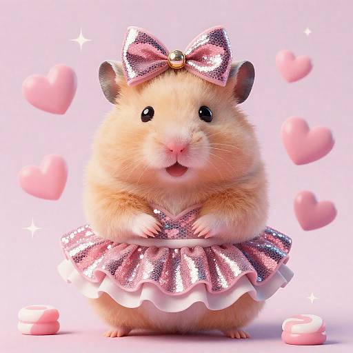 Adorable Sequin Hamster Idol in Frills