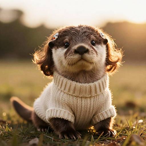 Cute Baby Otter in Cozy Sweater