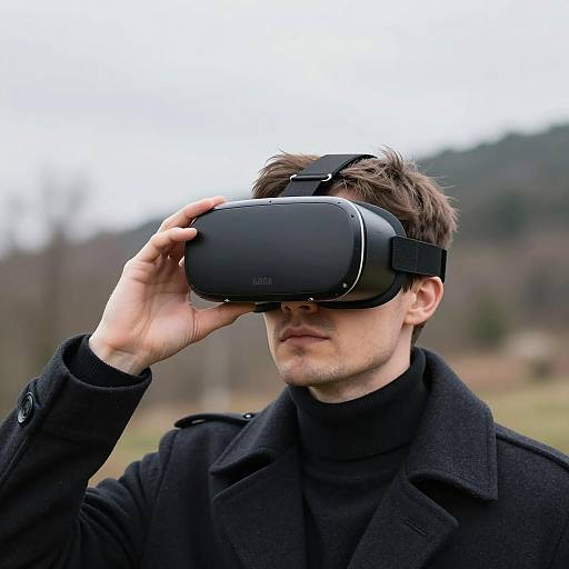 Man Using VR Headset Outdoors