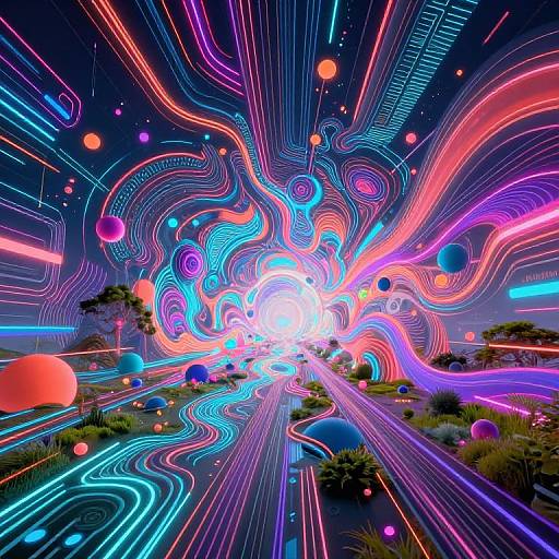 Futuristic Cyberpunk Neon Landscape