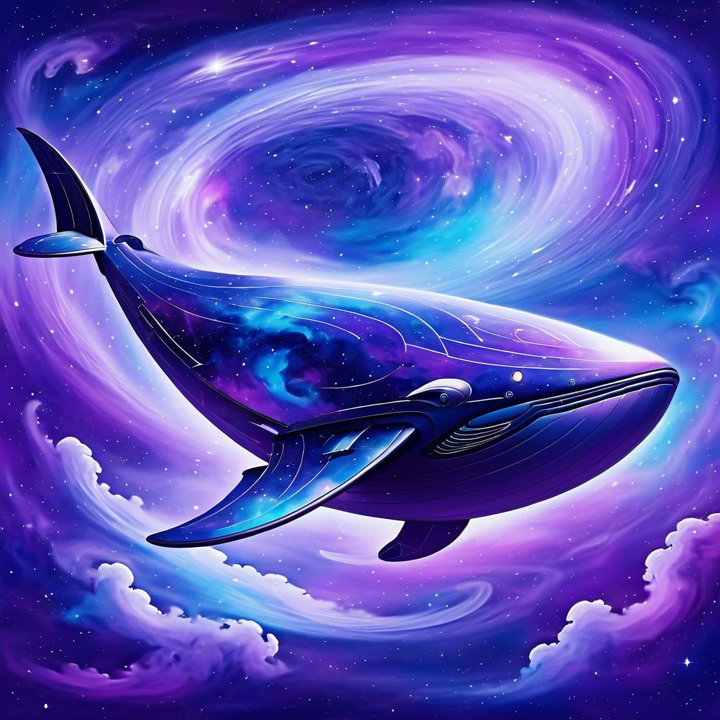 Cosmic Whale in Dreamy Space Landscape