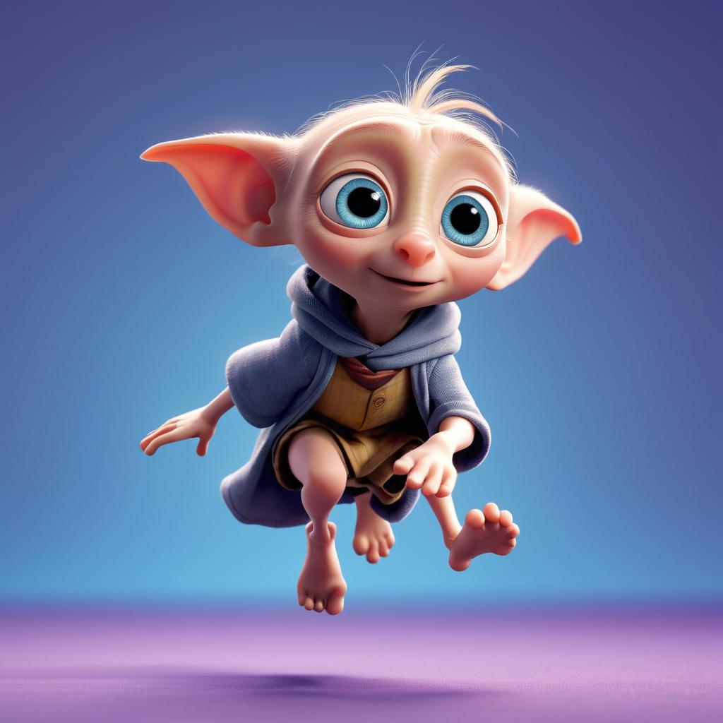 Playful Dobby in Colorful Pixar Style