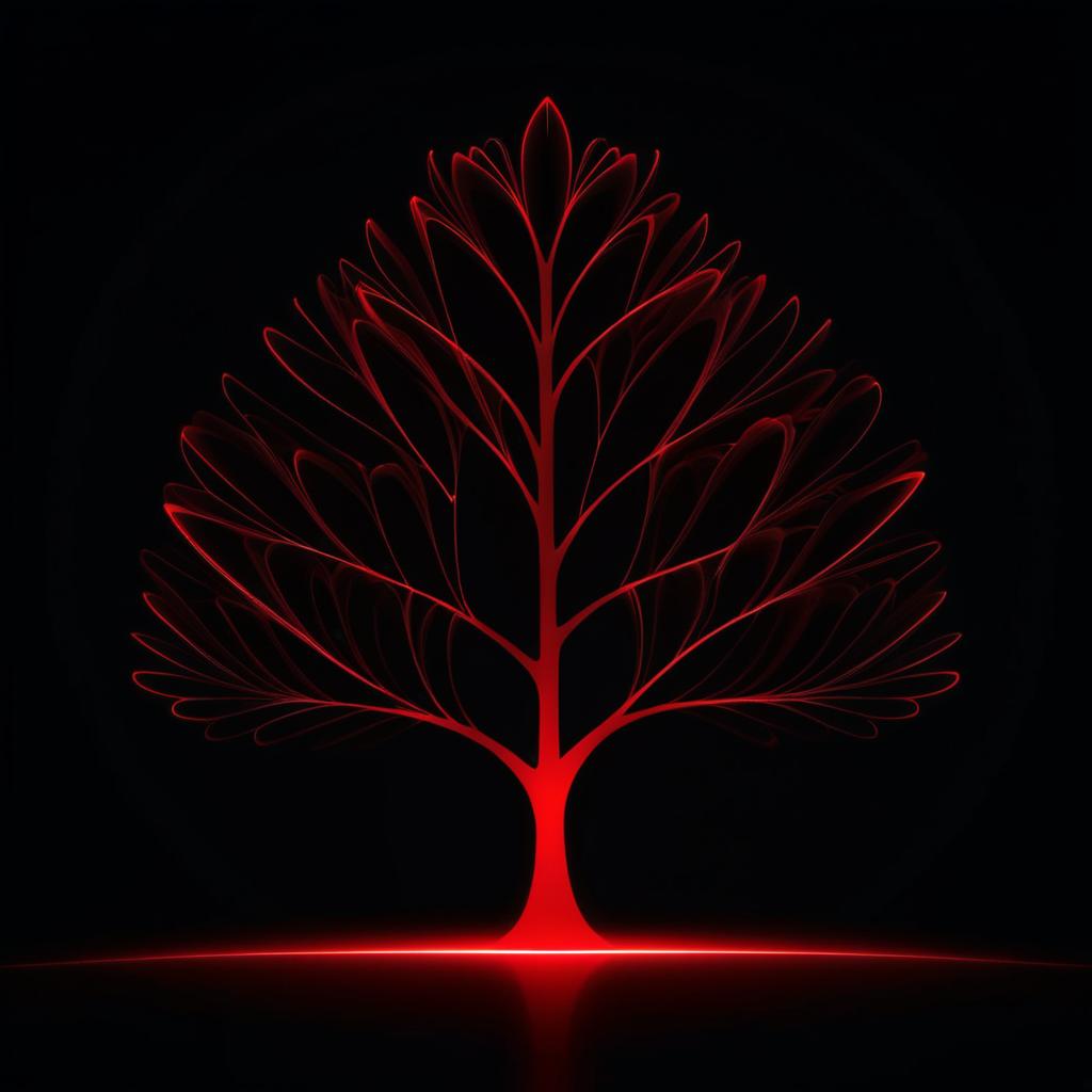 Elegant Red Tree Light Painting Design