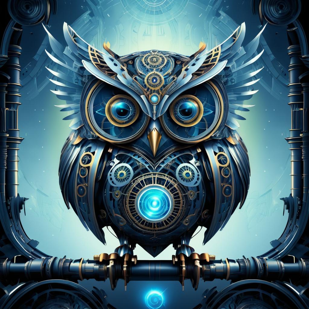 Futuristic Mechanical Owl Fantasy Art