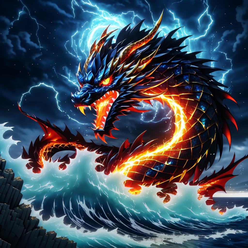 Epic Dragon Overlooking Stormy Seas