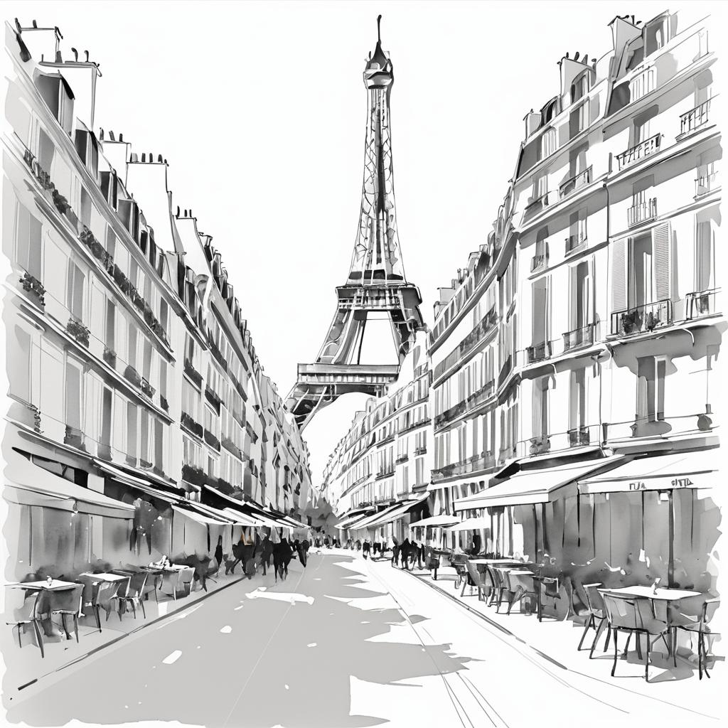 Elegant Sketch of Paris N-5 Scene