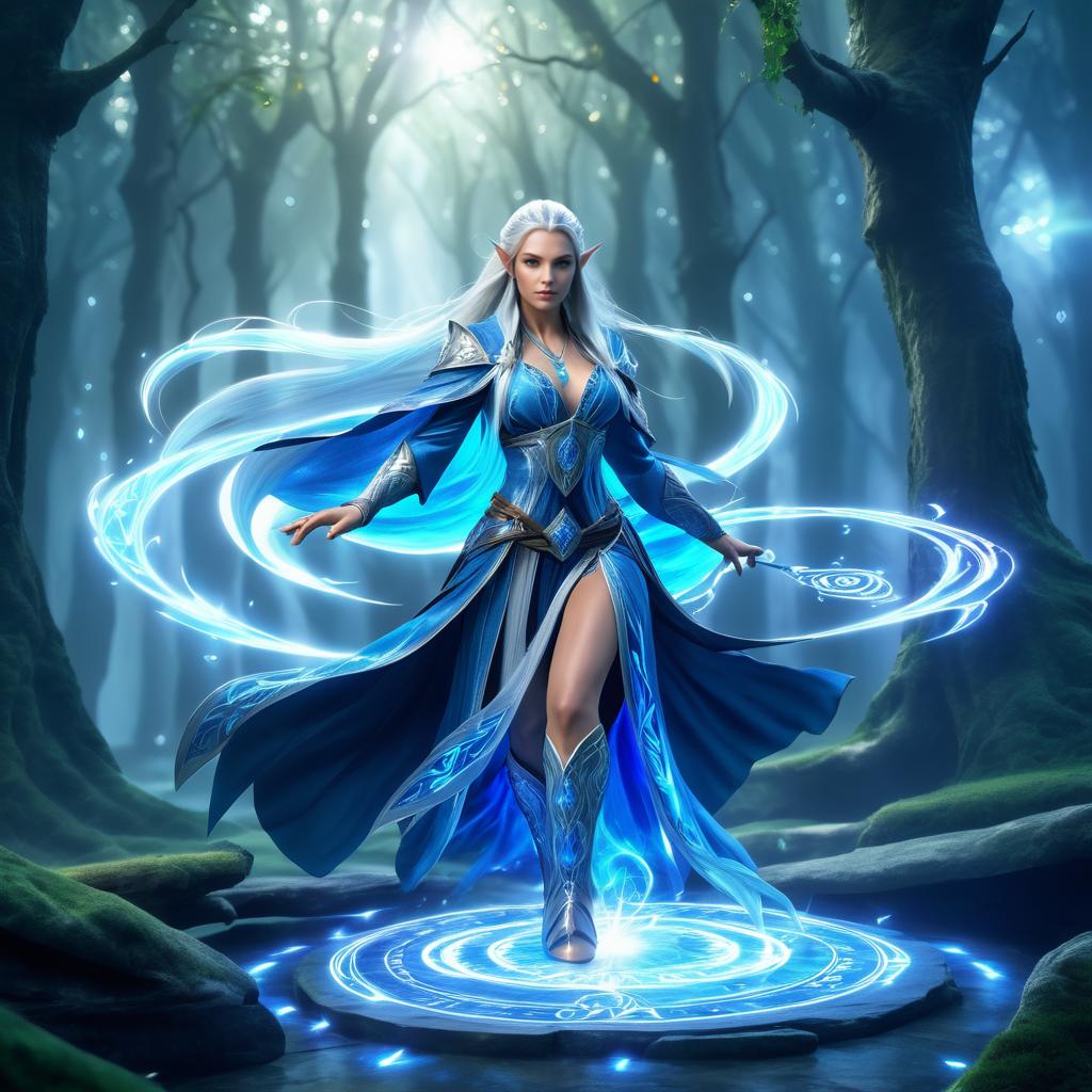 Dynamic Elf Sorceress in Mystical Glade