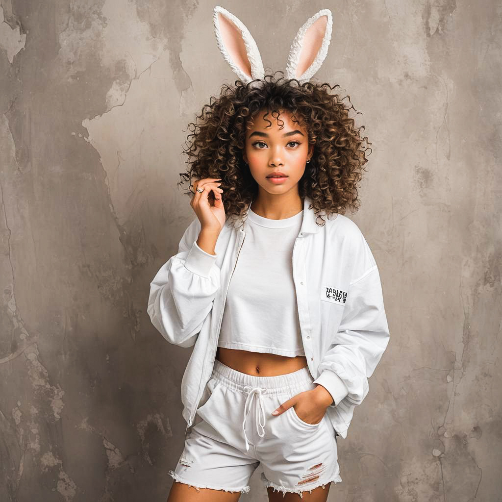 Chic Bunny Outfit Influencer Photoshoot