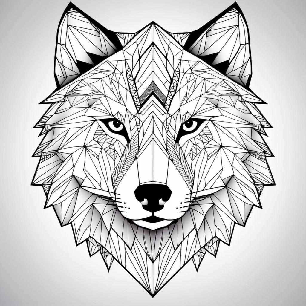 Intricate Geometric Wolf Head Art