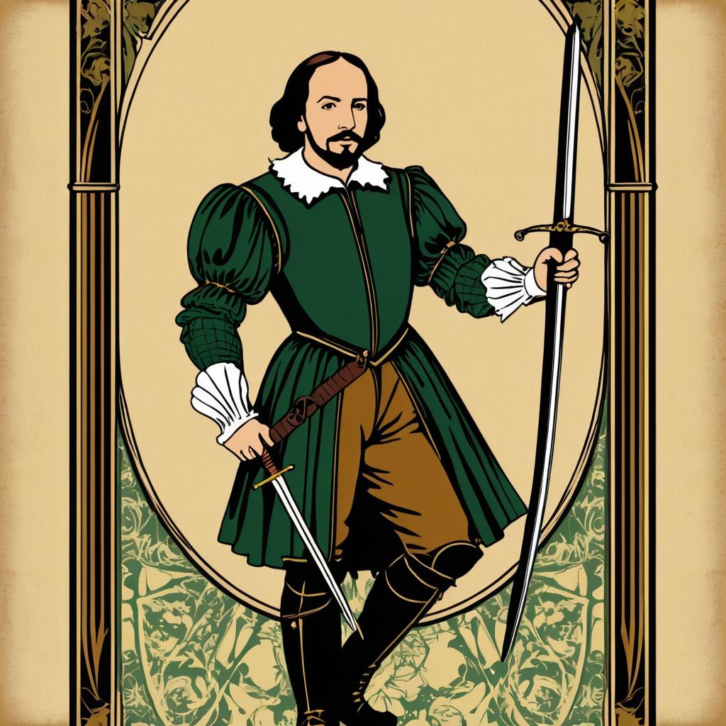 Shakespeare Tarot Card in Vintage Style