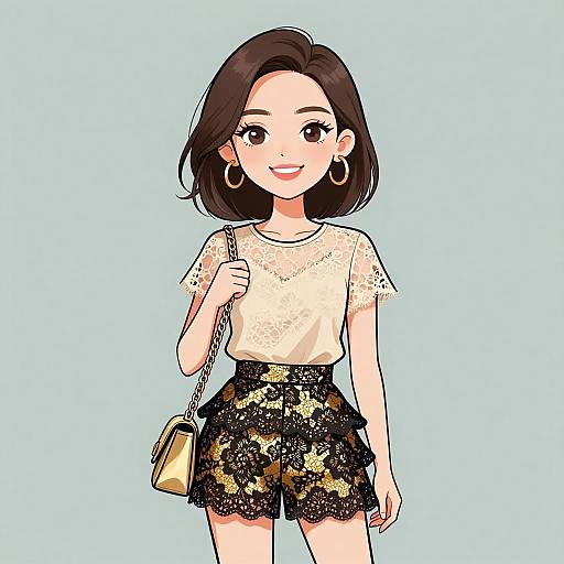 Chic Woman with Gold Accessories