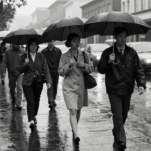 Vintage Black and White Rainy Street